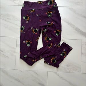 LuLaRoe Purple Leggings with Halloween Cauldron Print